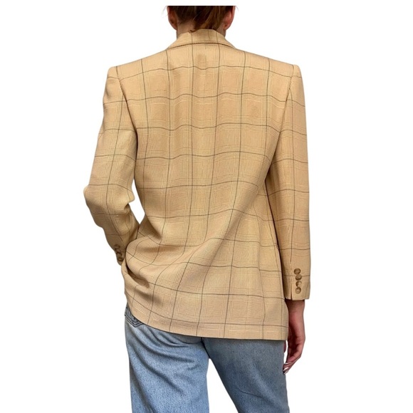 Evan Picone 100% Silk Plaid Double Breasted Blazer Size 12 - Picture 2 of 9